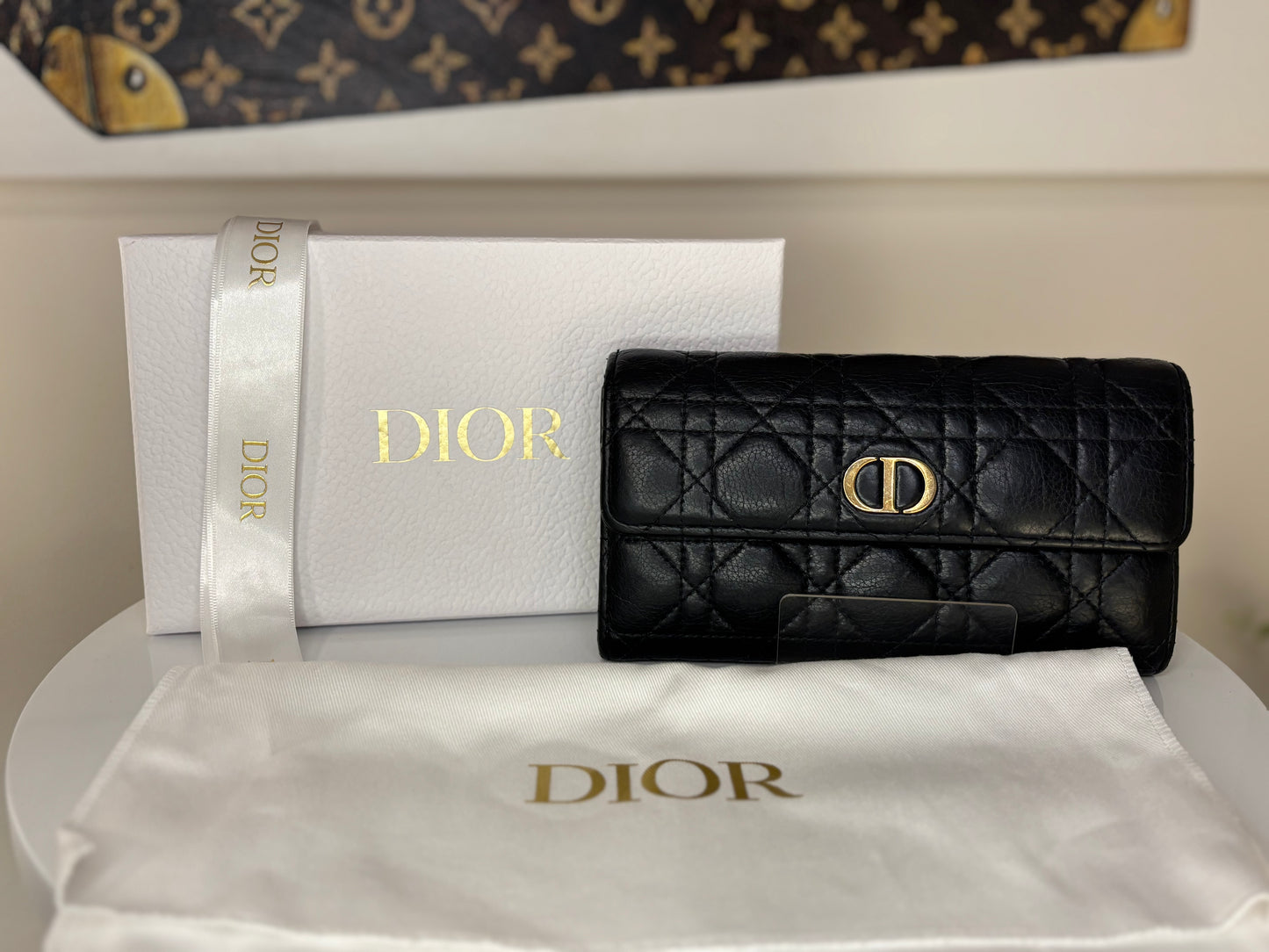 Dior Caro Cannage Orchid Long Wallet