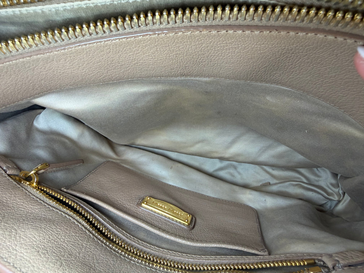 Miu Miu Beige Leather Tote Bag