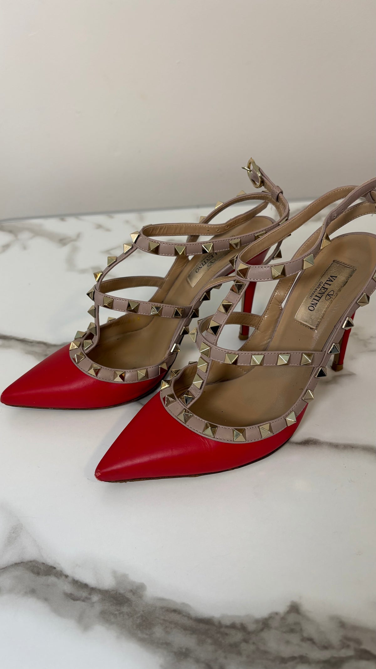 Valentino Garavani Rockstud Caged Pumps Red 37.5