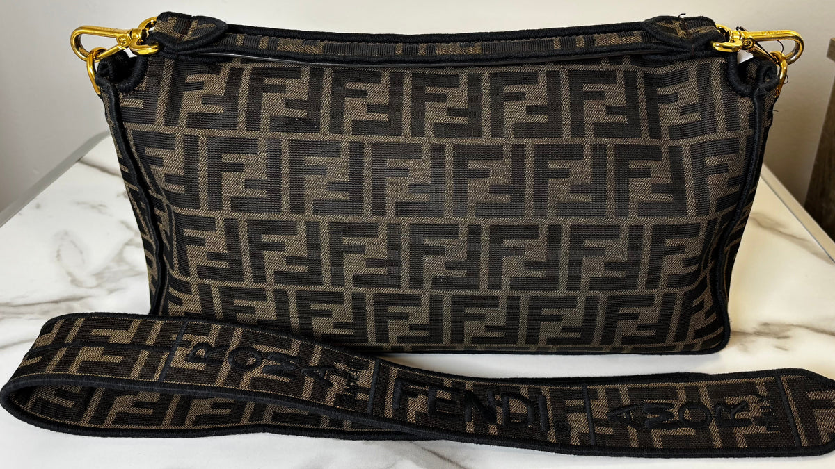 Fendi Baguette Monogram Brown/Black Large Shoulder Bag