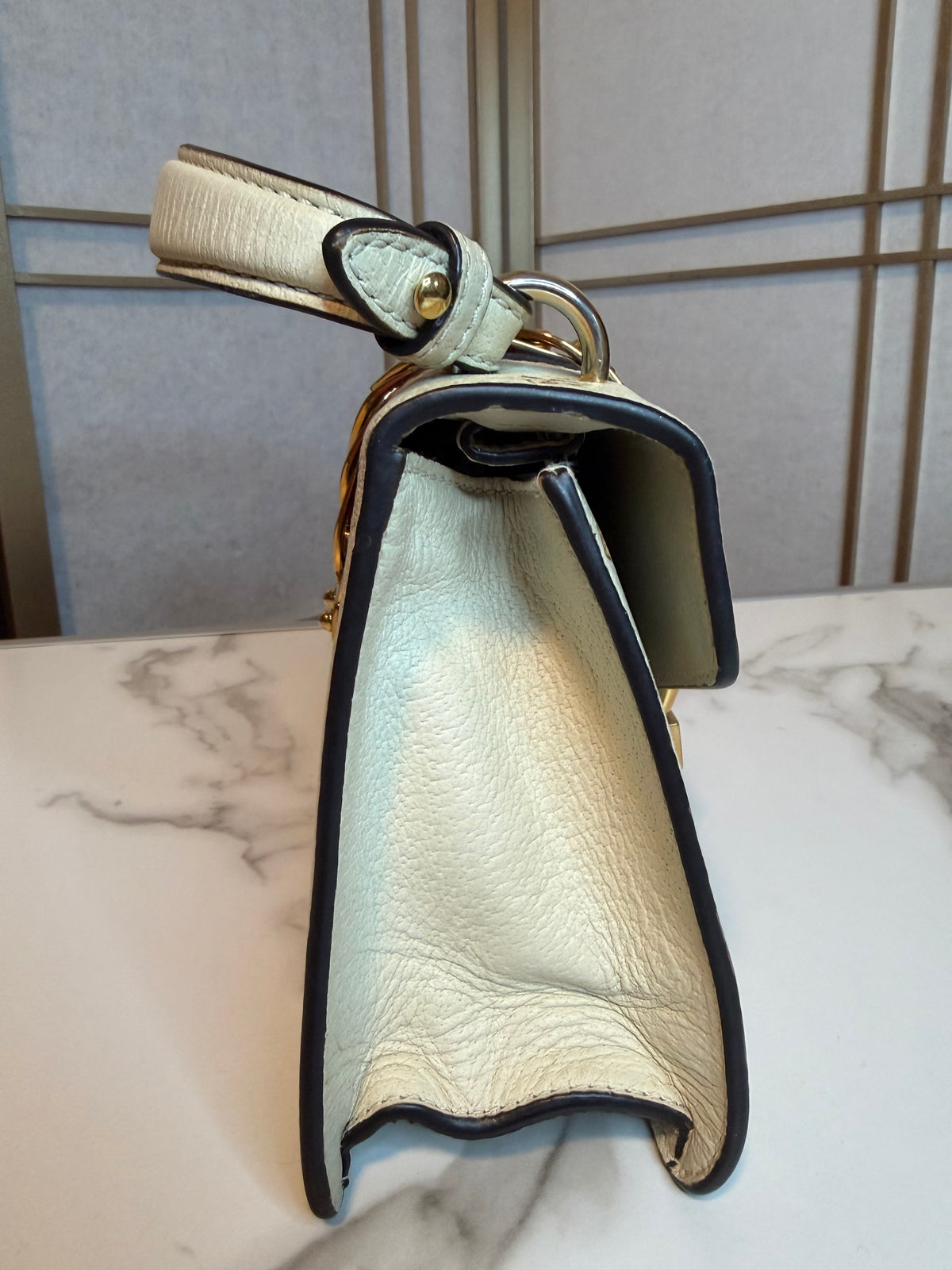 Gucci White Sylvie with Gold Details Crossbody Bag