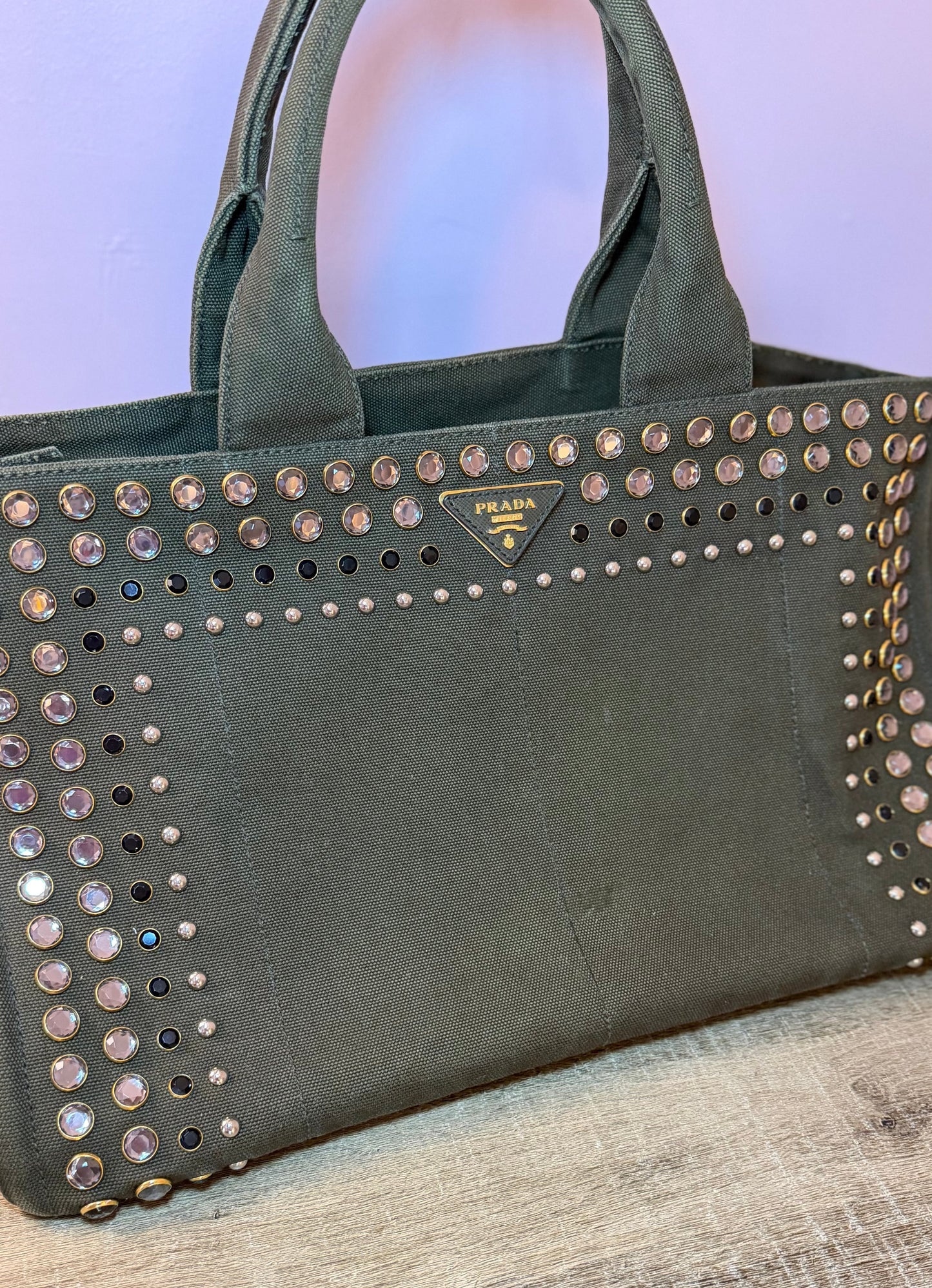 Prada Green Bijoux Large Canapa