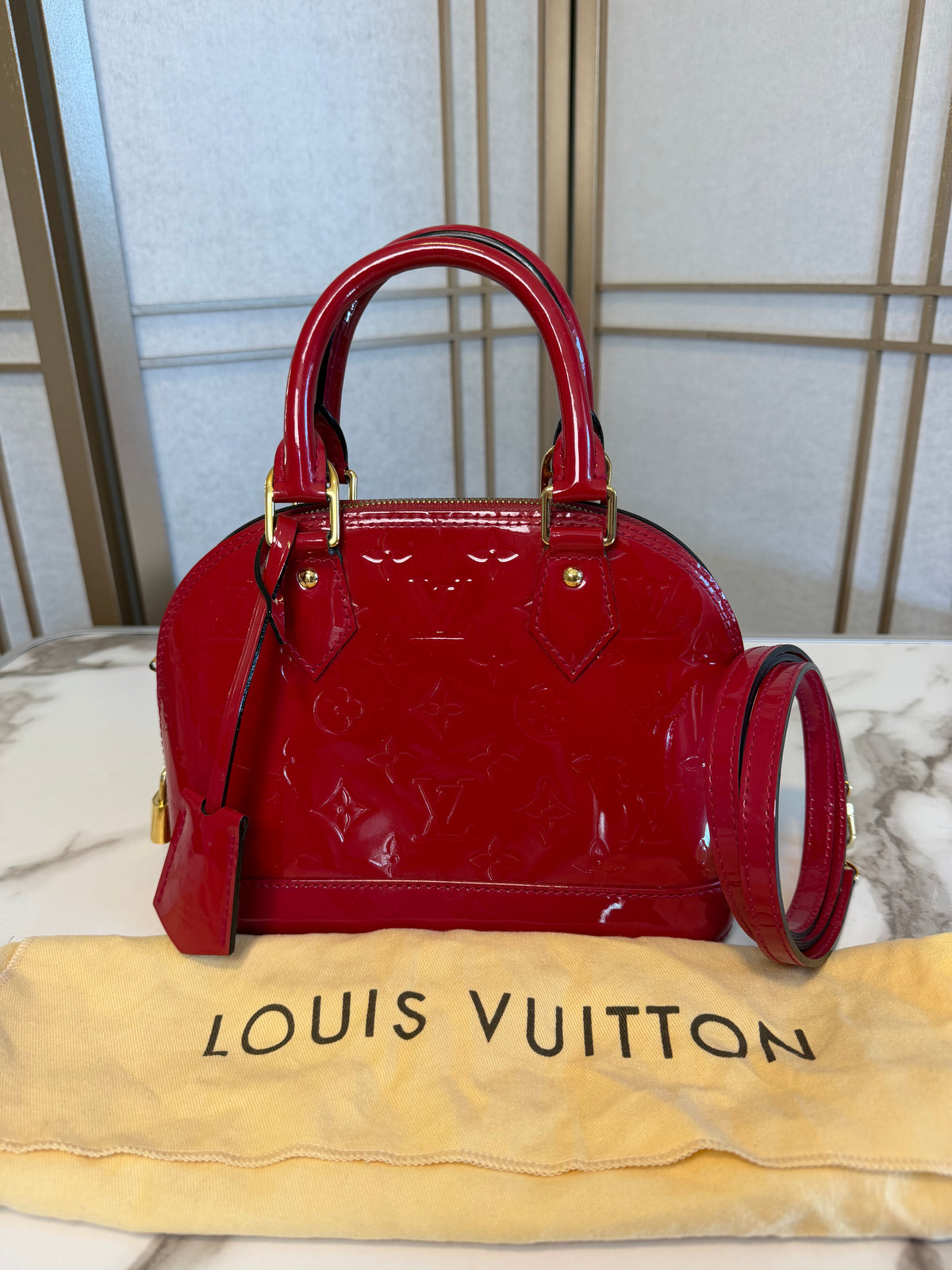 Louis Vuitton Alma BB Monogram Vernis Red