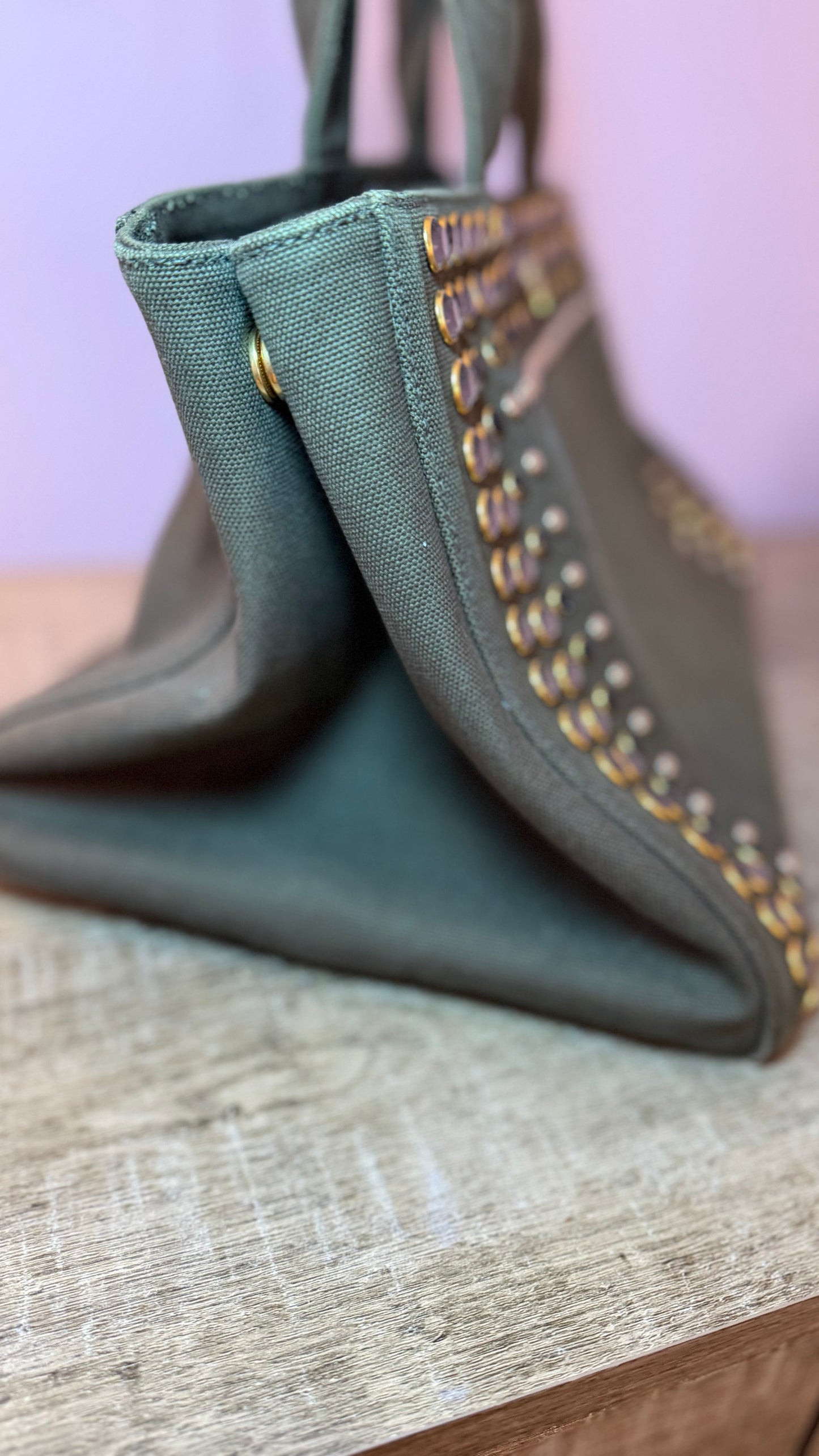 Prada Green Bijoux Large Canapa