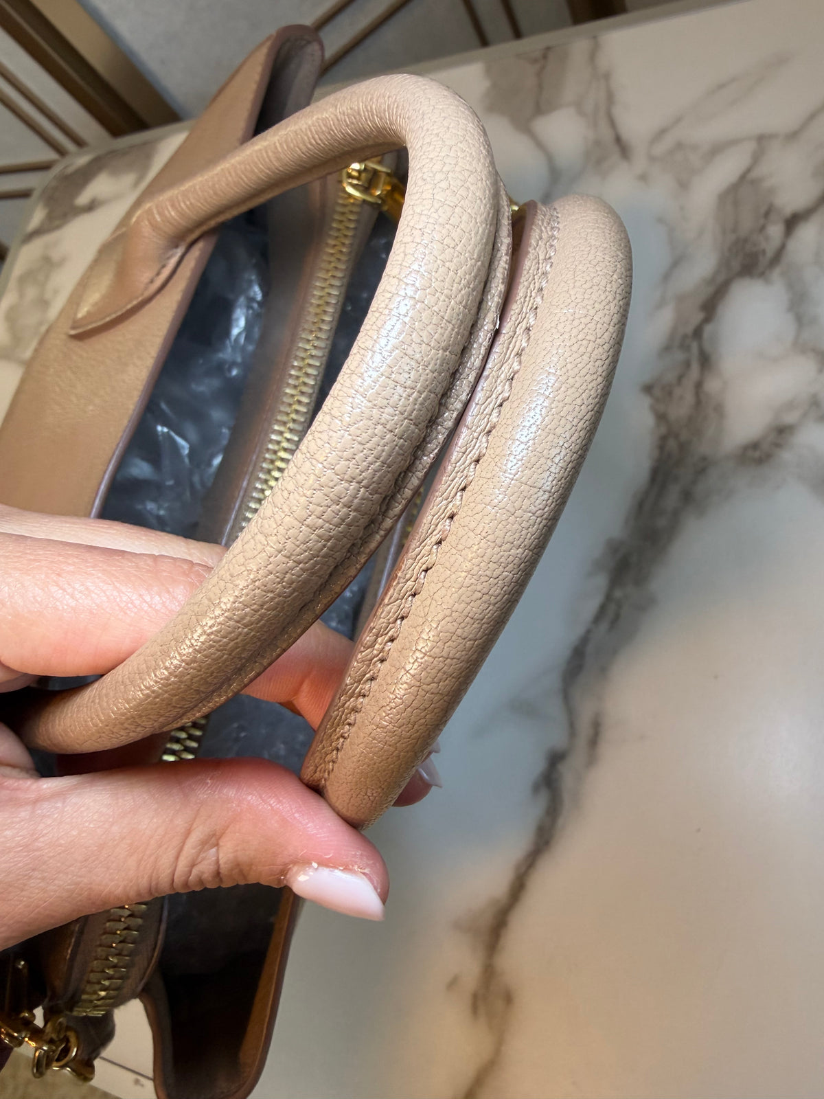 Miu Miu Beige Leather Tote Bag