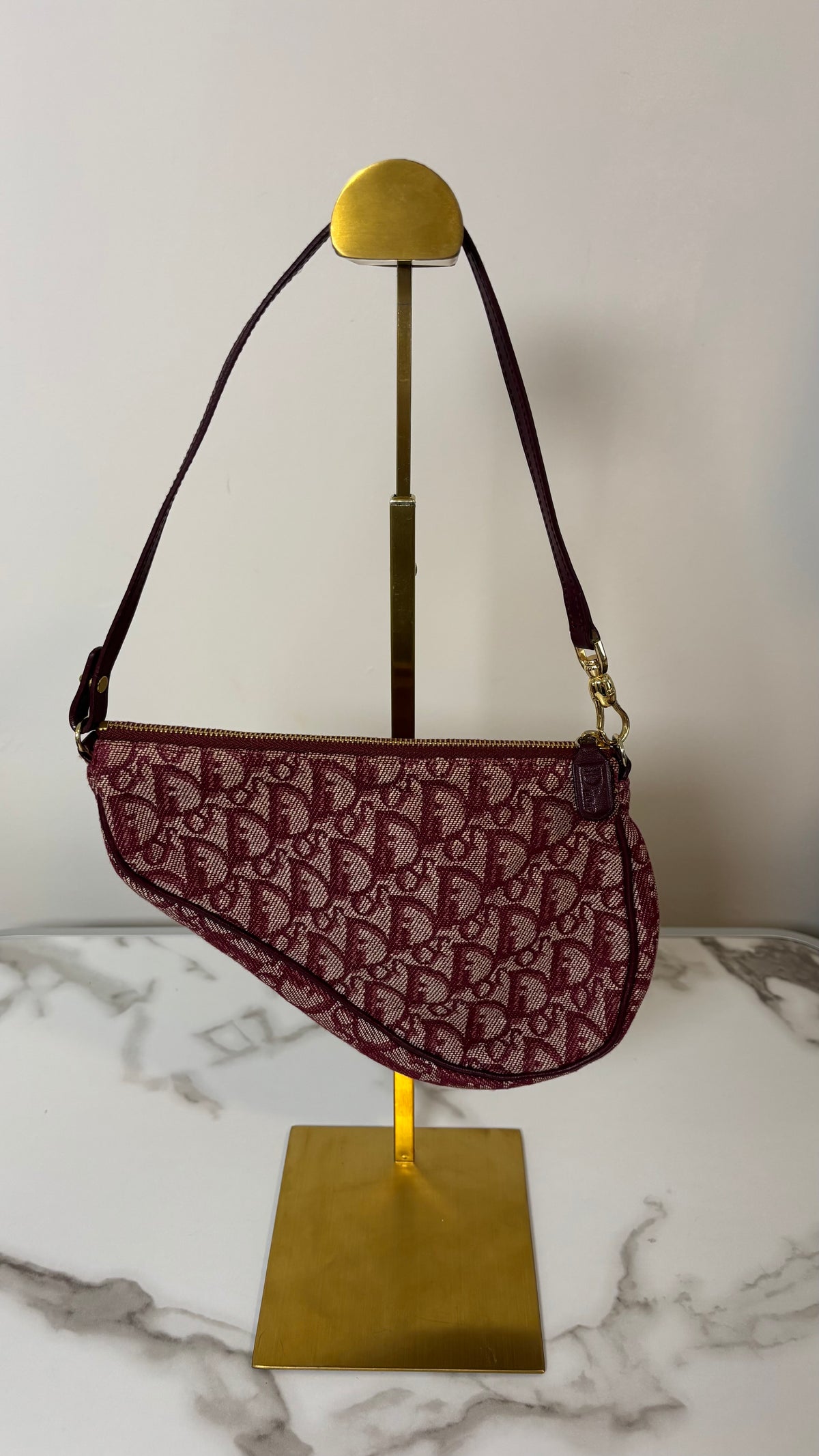 Dior Saddle Bag Burgundy Oblique Vintage