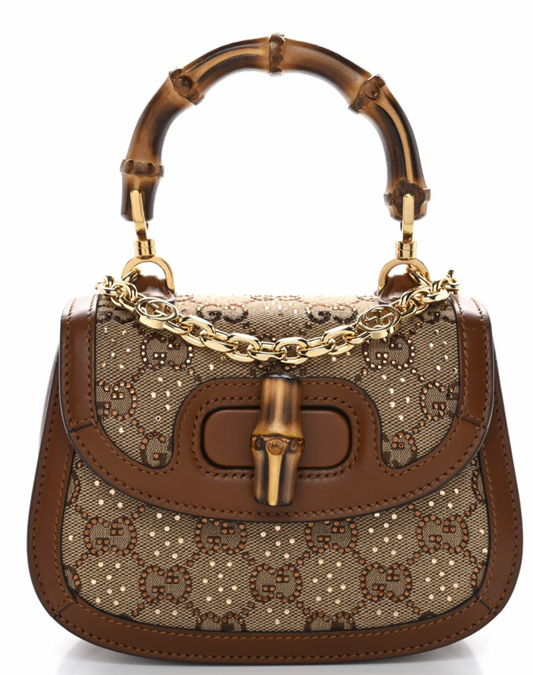 Gucci 1947 Small Bamboo Crystals Top Handle Bag