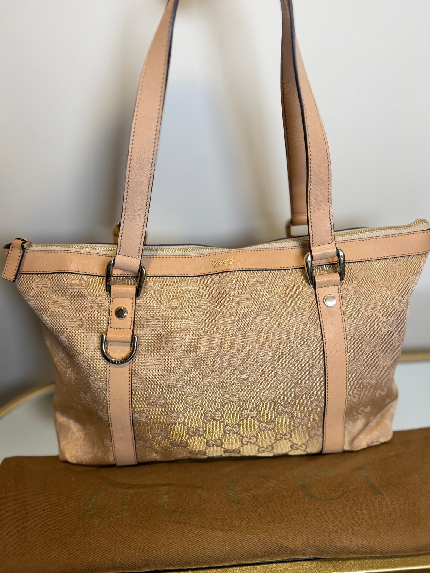 Gucci Peach Iridescent Abbey Shoulder Bag