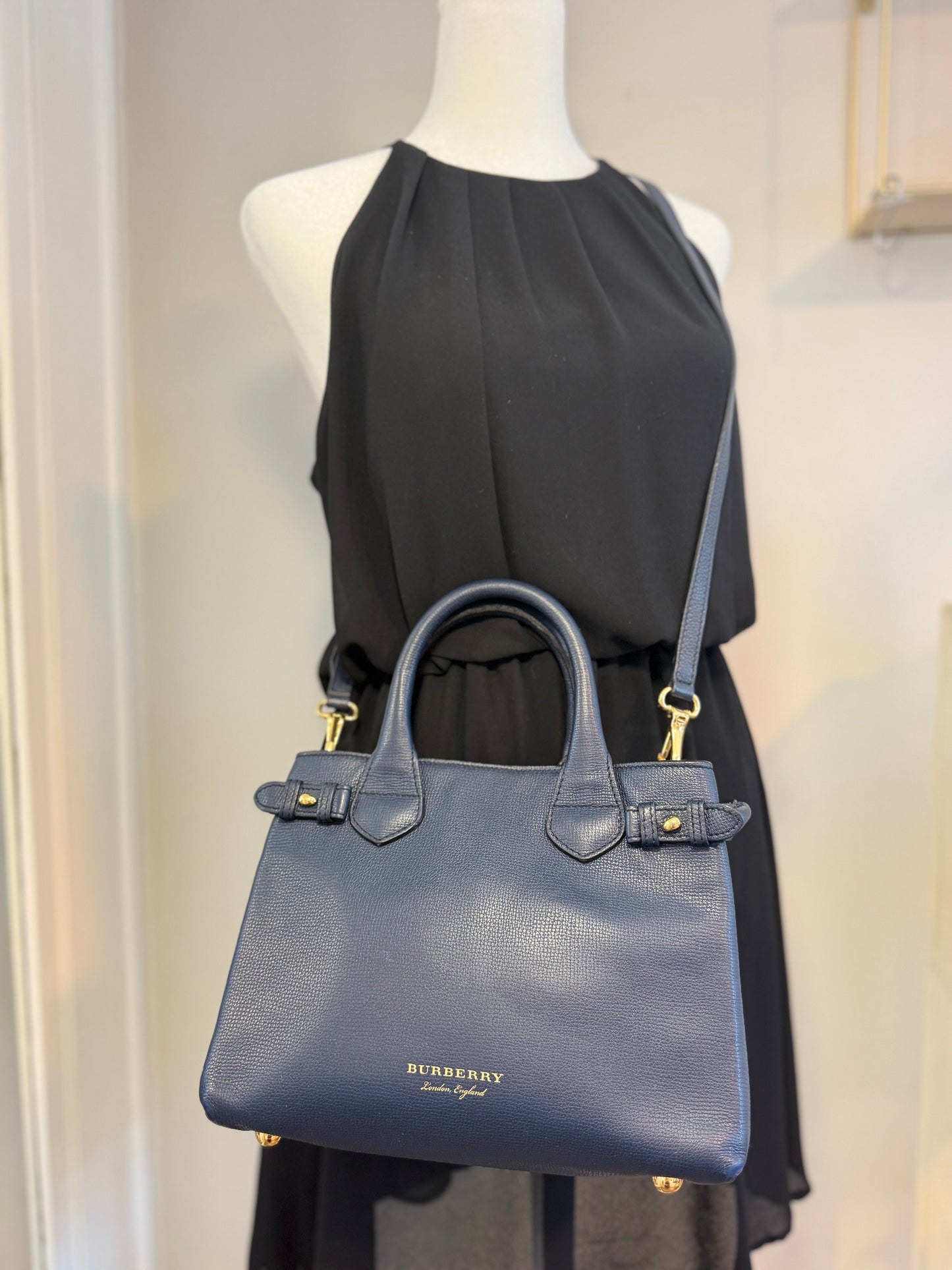Burberry Small Navy Satchel/Crossbody Bag