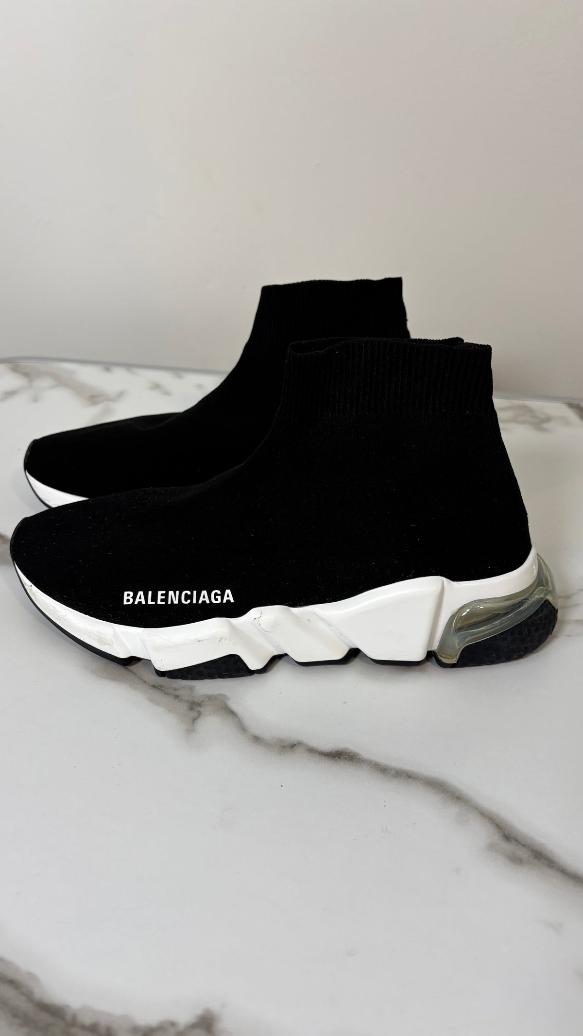 Balenciaga Speed Trainers Black White Womens 7