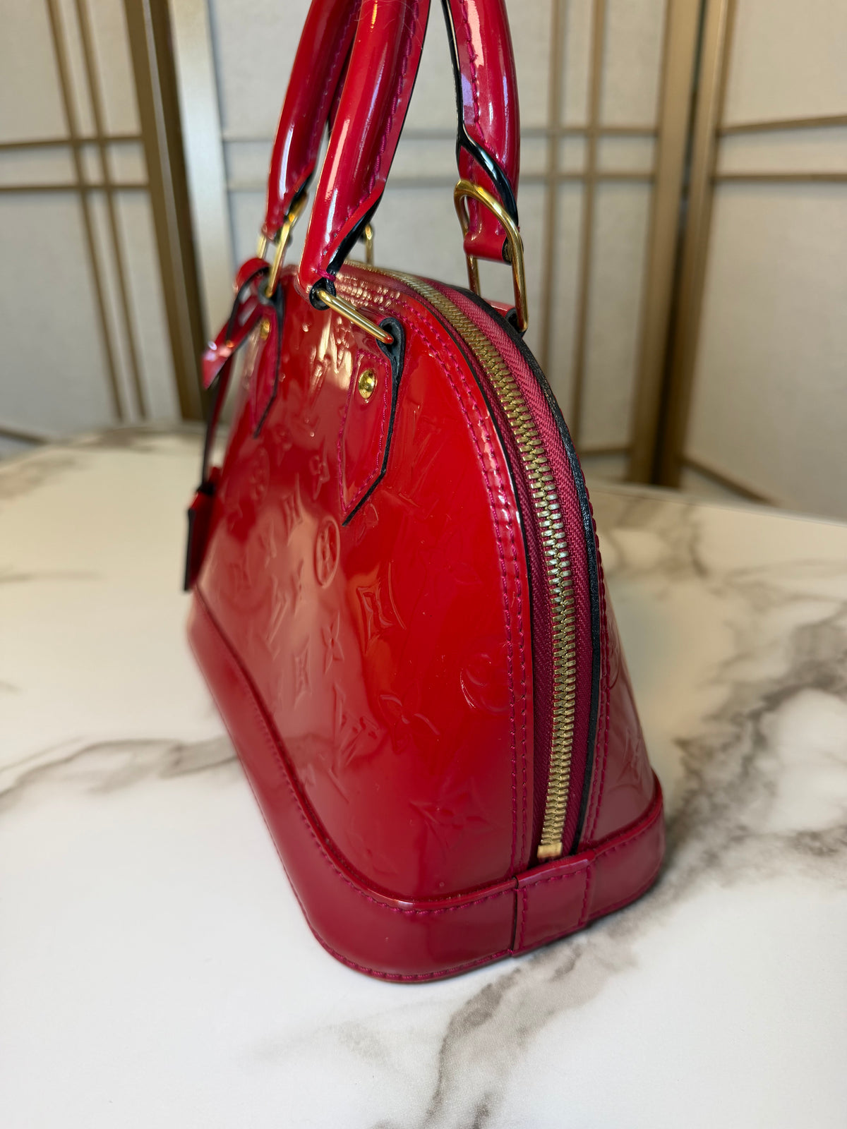 Louis Vuitton Alma BB Monogram Vernis Red