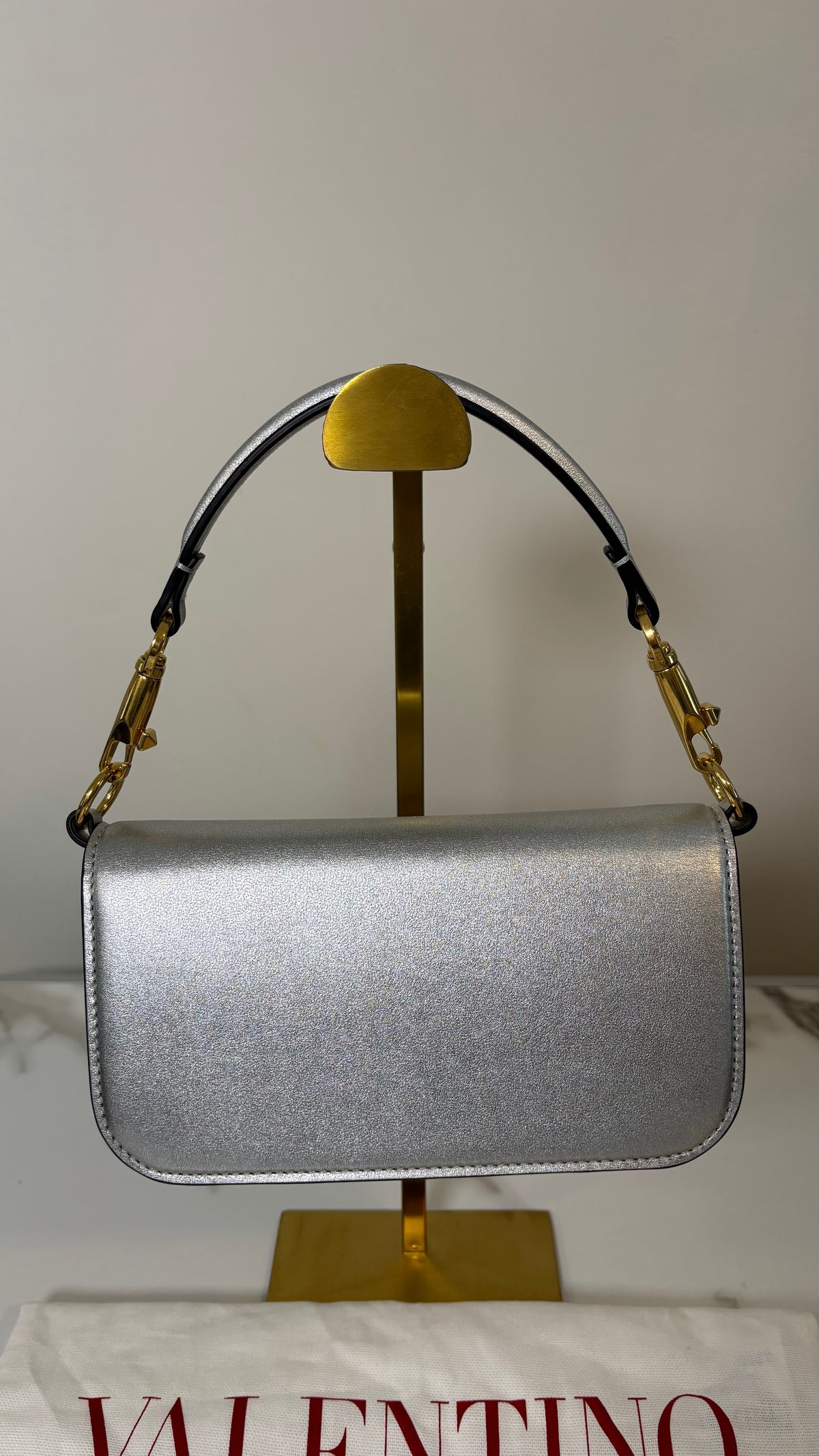Valentino Garavani Small Loco Shoulder Bag Silver Crystal