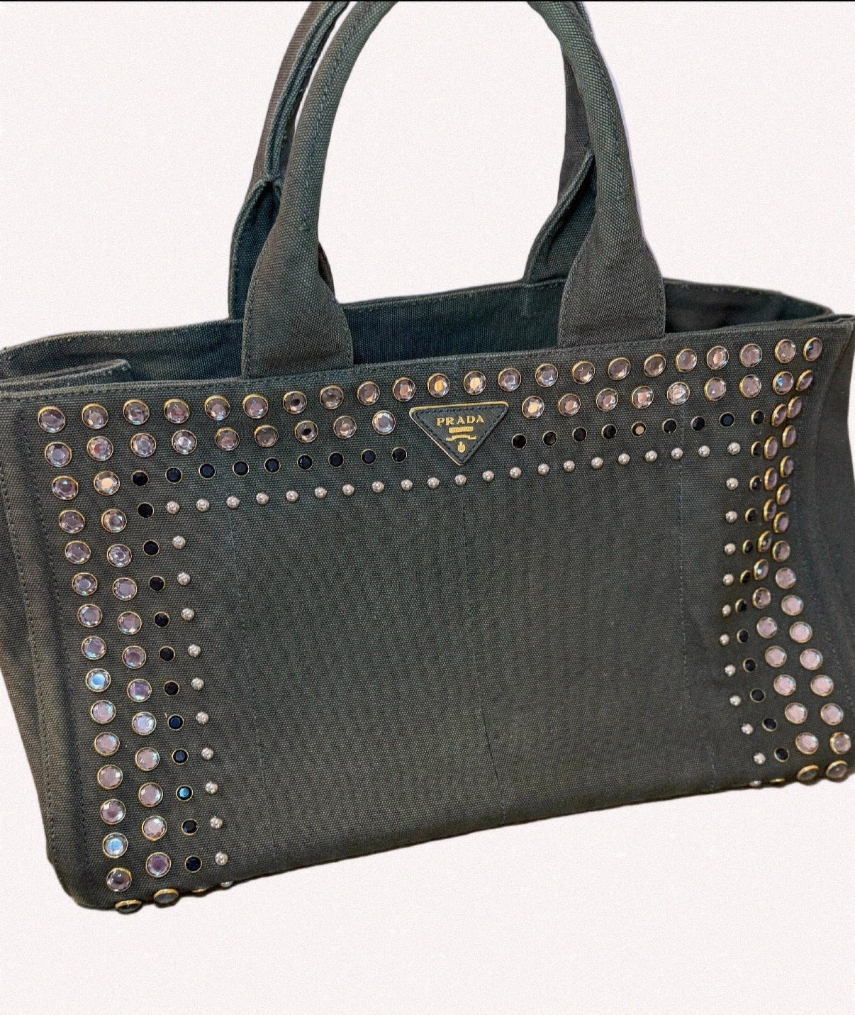 Prada Green Bijoux Large Canapa