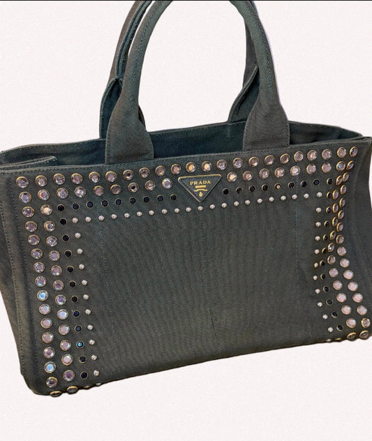 Prada Green Bijoux Large Canapa