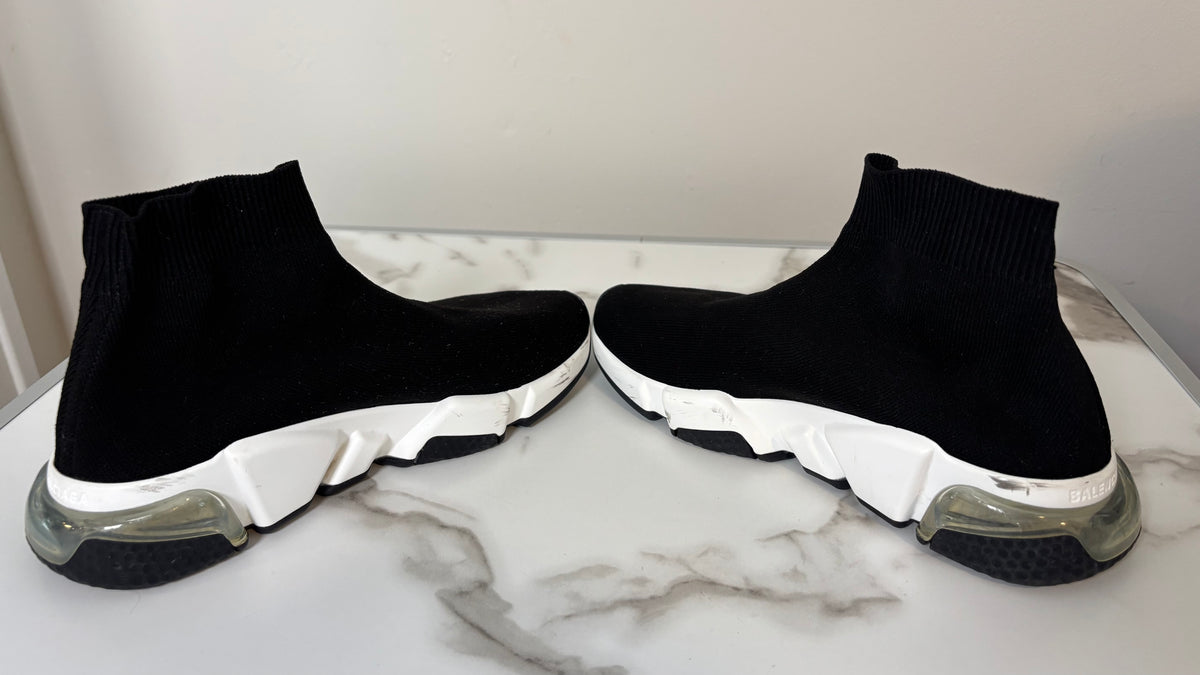 Balenciaga Speed Trainers Black White Womens 7