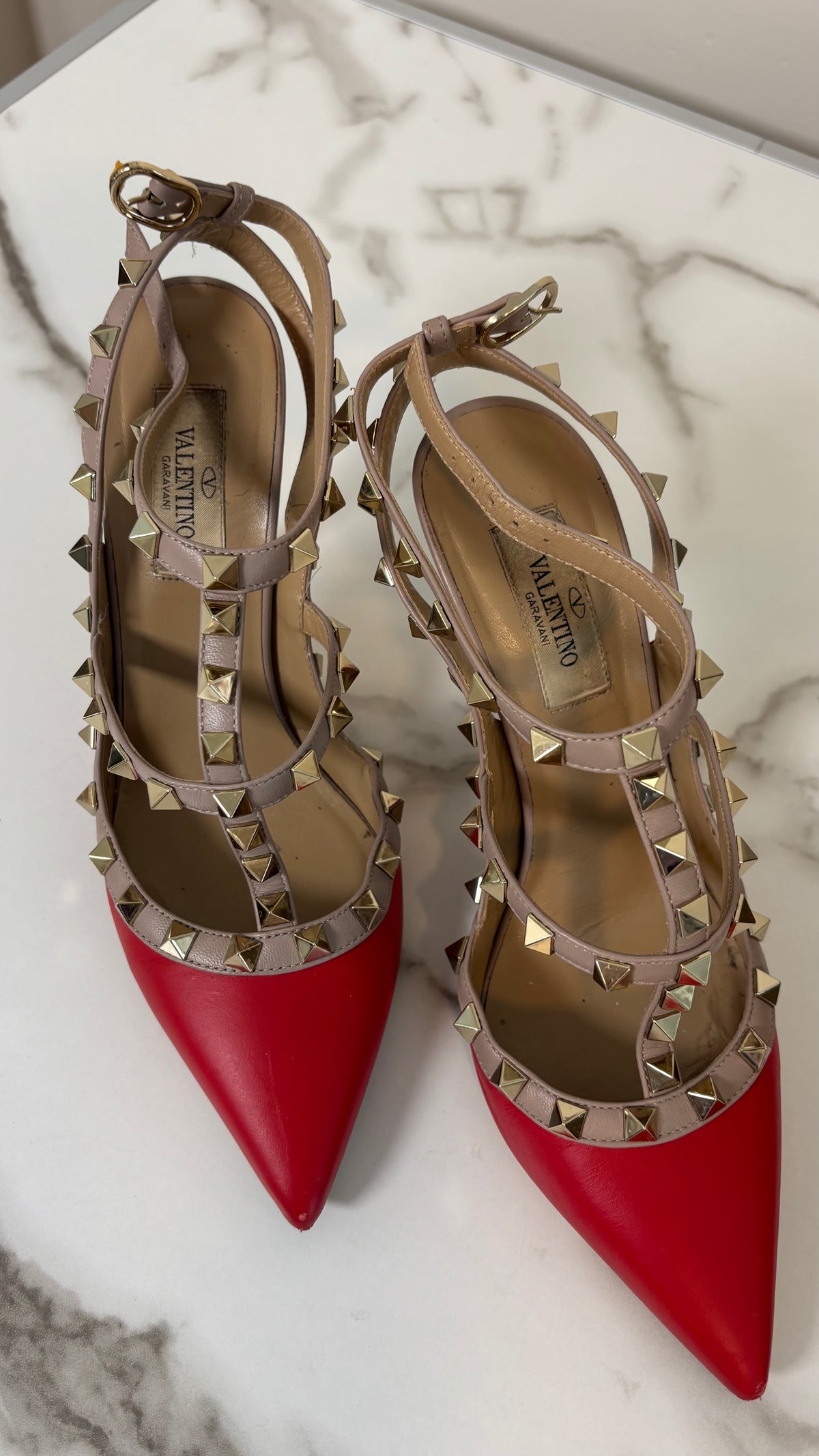 Valentino Garavani Rockstud Caged Pumps Red 37.5