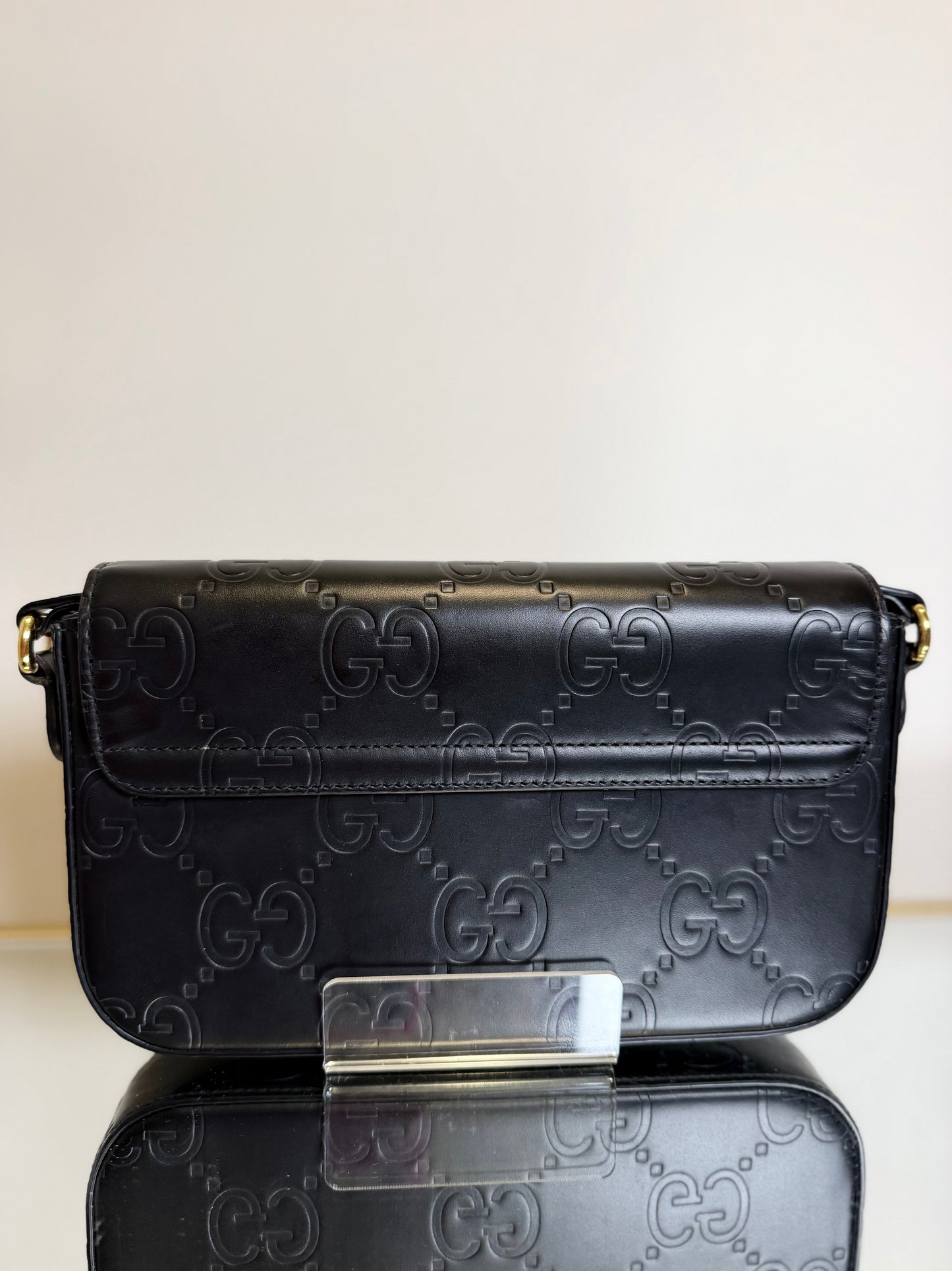 Gucci Black Leather Jumbo GG Crossbody