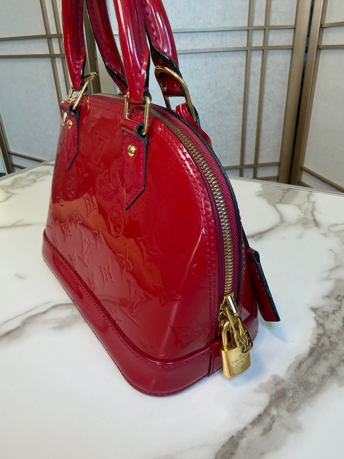 Louis Vuitton Alma BB Monogram Vernis Red