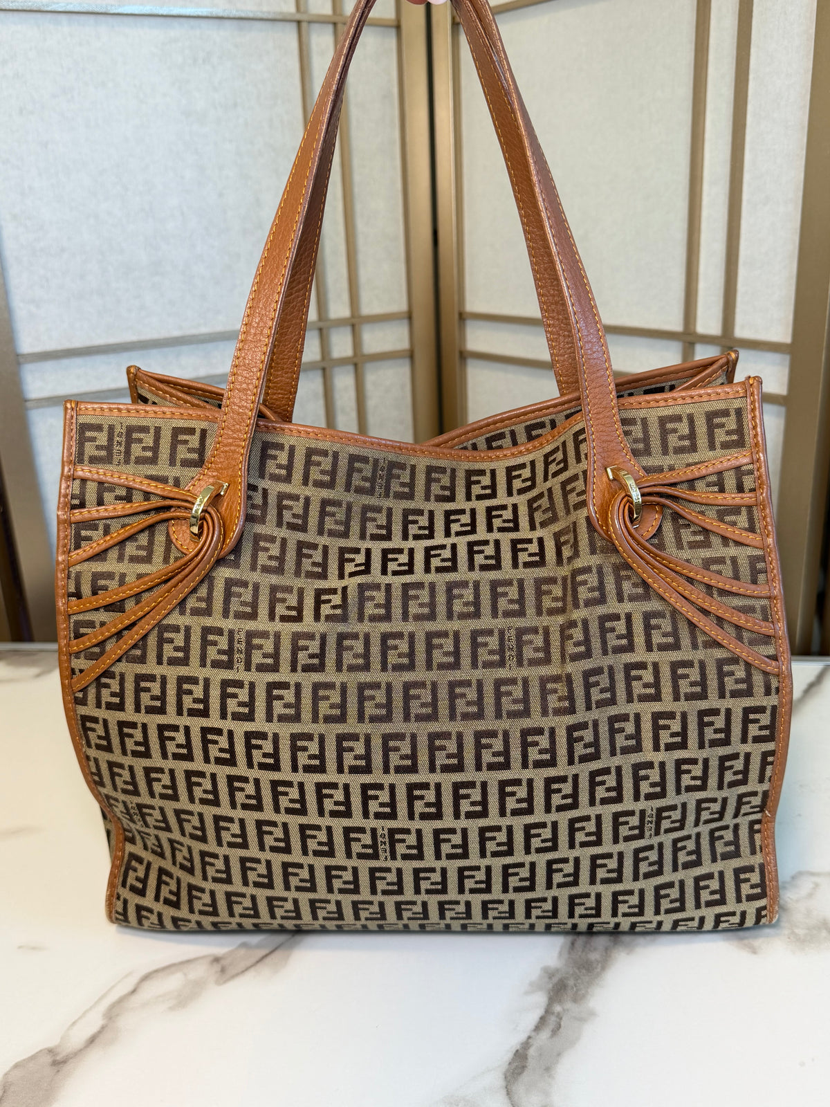 Fendi Zucchino FF Brown Tote Bag