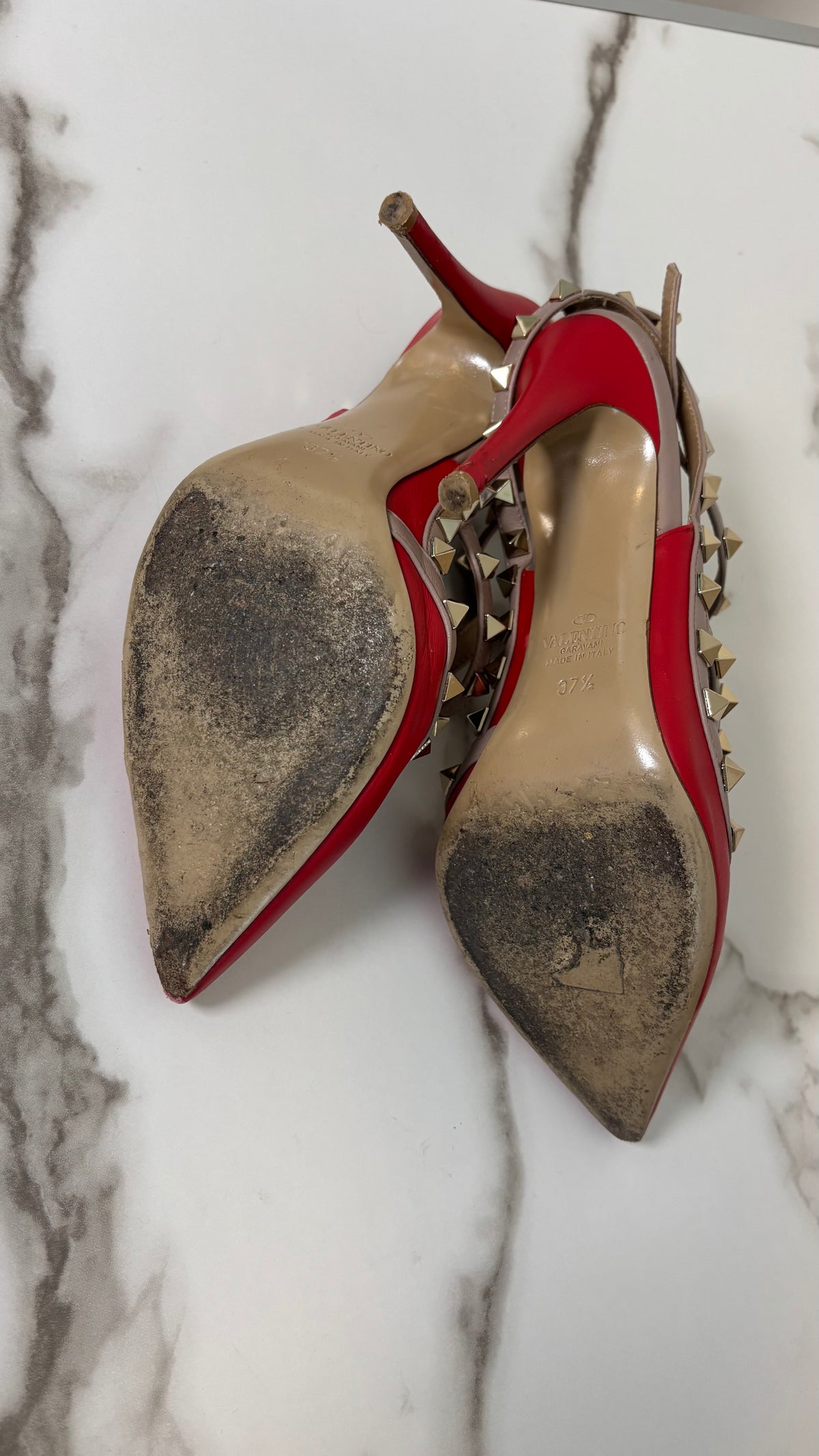 Valentino Garavani Rockstud Caged Pumps Red 37.5