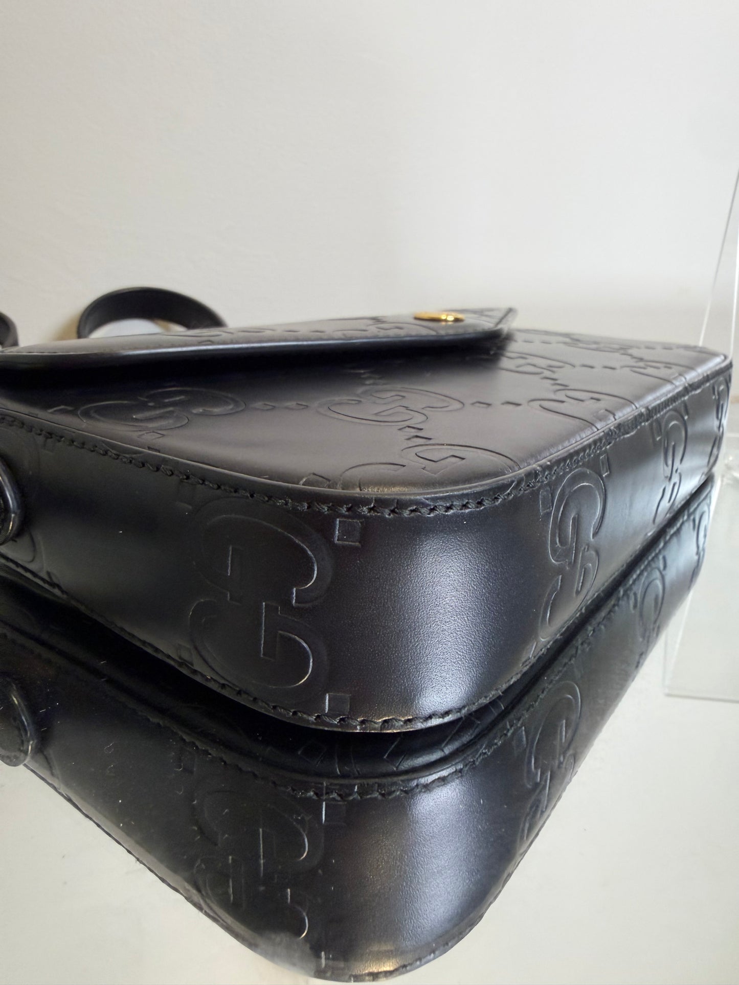 Gucci Black Leather Jumbo GG Crossbody