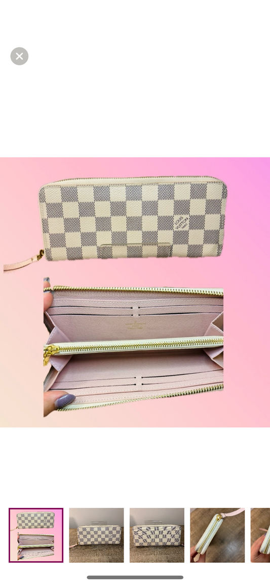 Louis Vuitton Clemence Damier Azure Long Wallet Pink Interior
