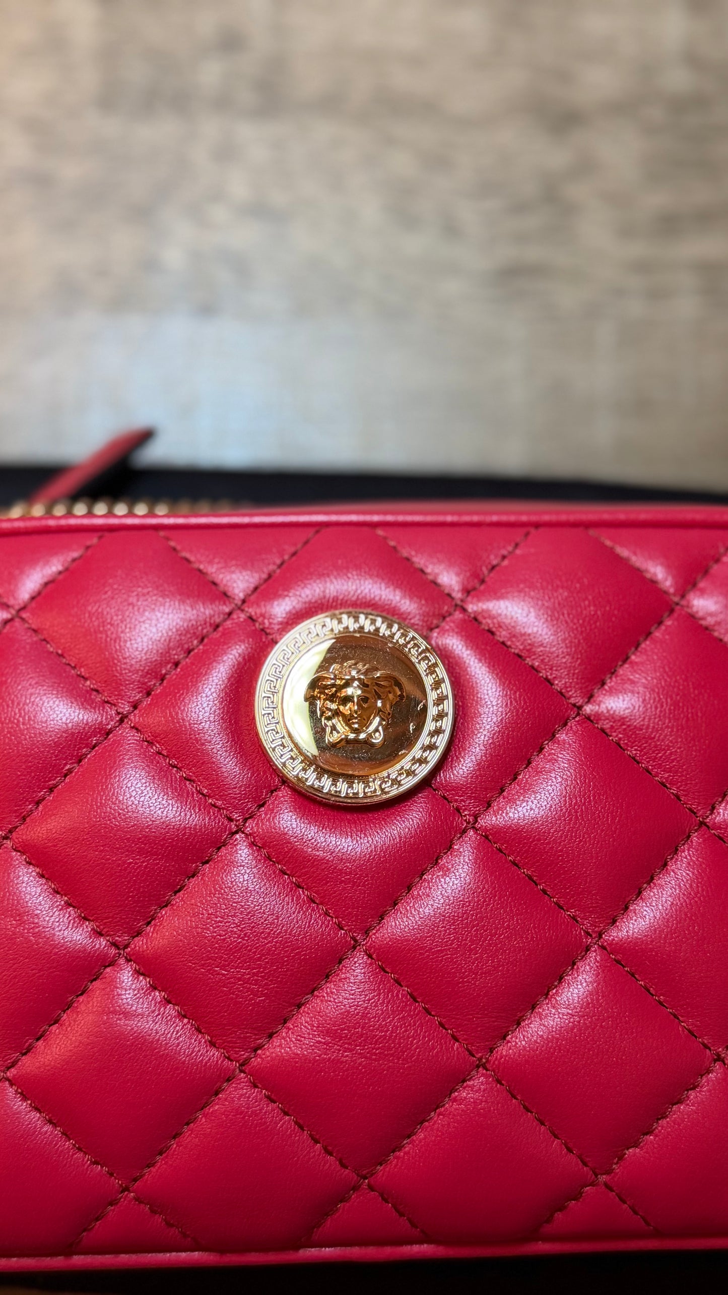 Versace Red Calf Leather Crossbody & Belt Bag