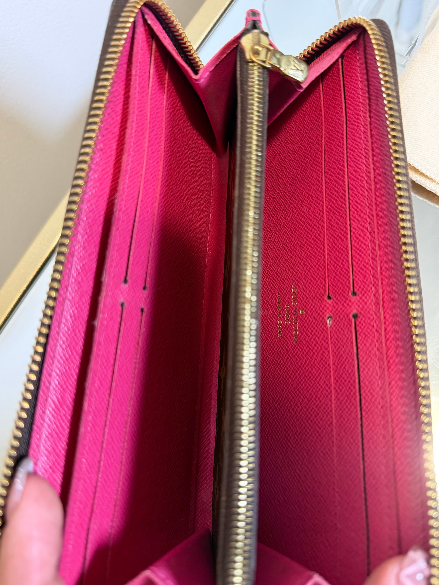 Louis Vuitton Clemence Monogram & hot pink interior