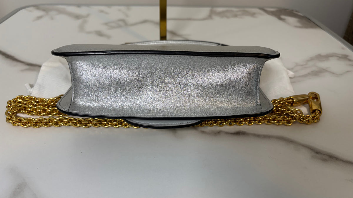 Valentino Garavani Small Loco Shoulder Bag Silver Crystal