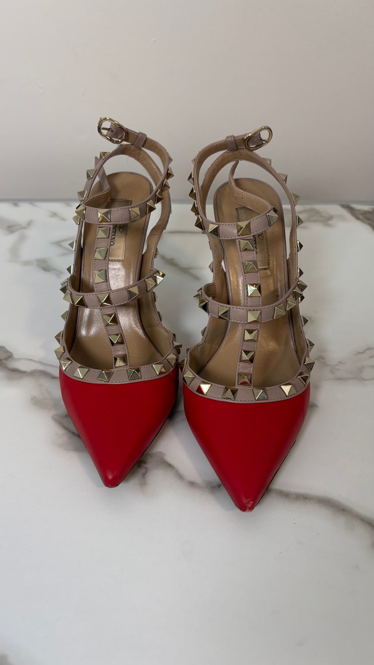 Valentino Garavani Rockstud Caged Pumps Red 37.5
