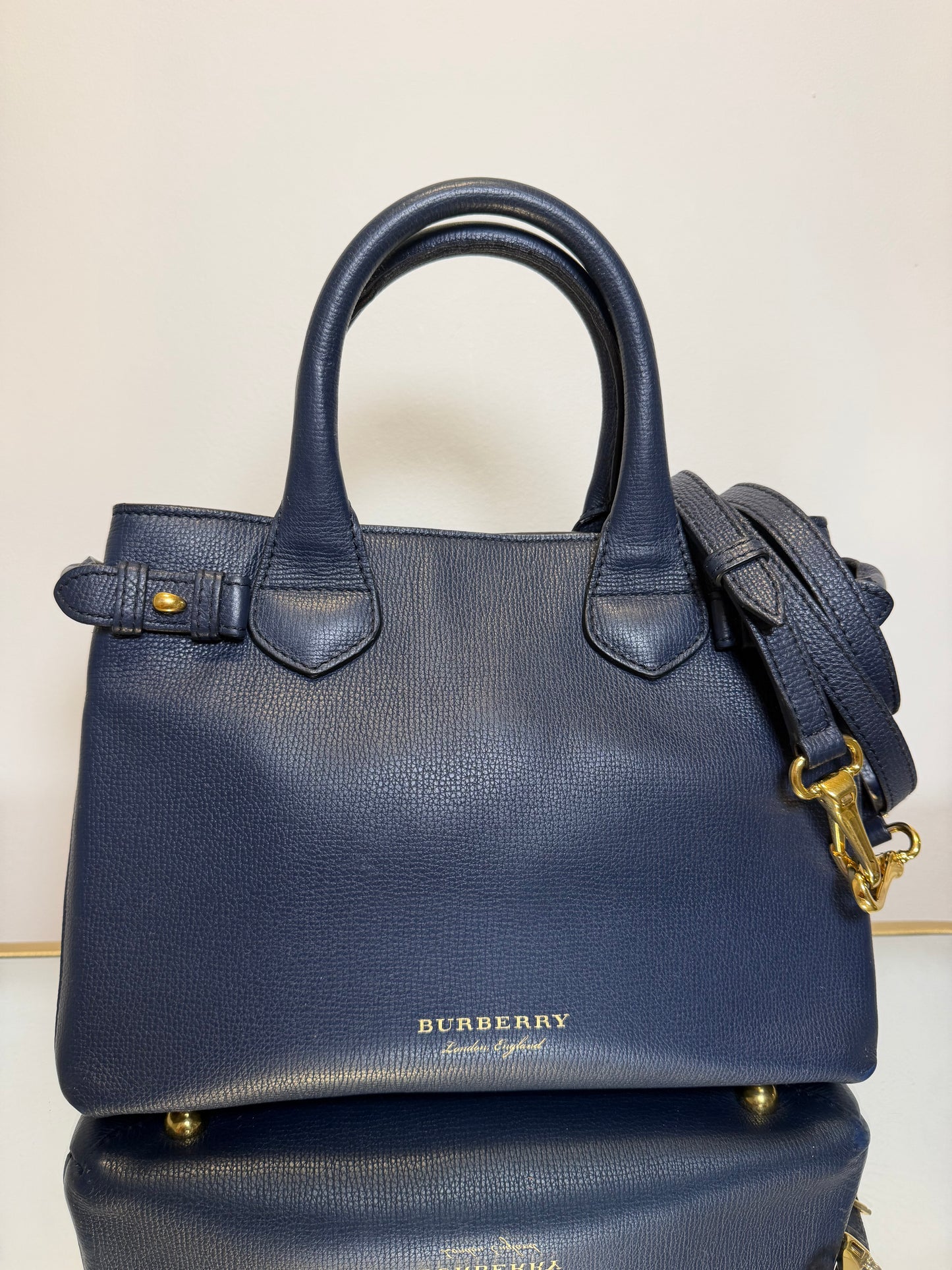 Burberry Small Navy Satchel/Crossbody Bag