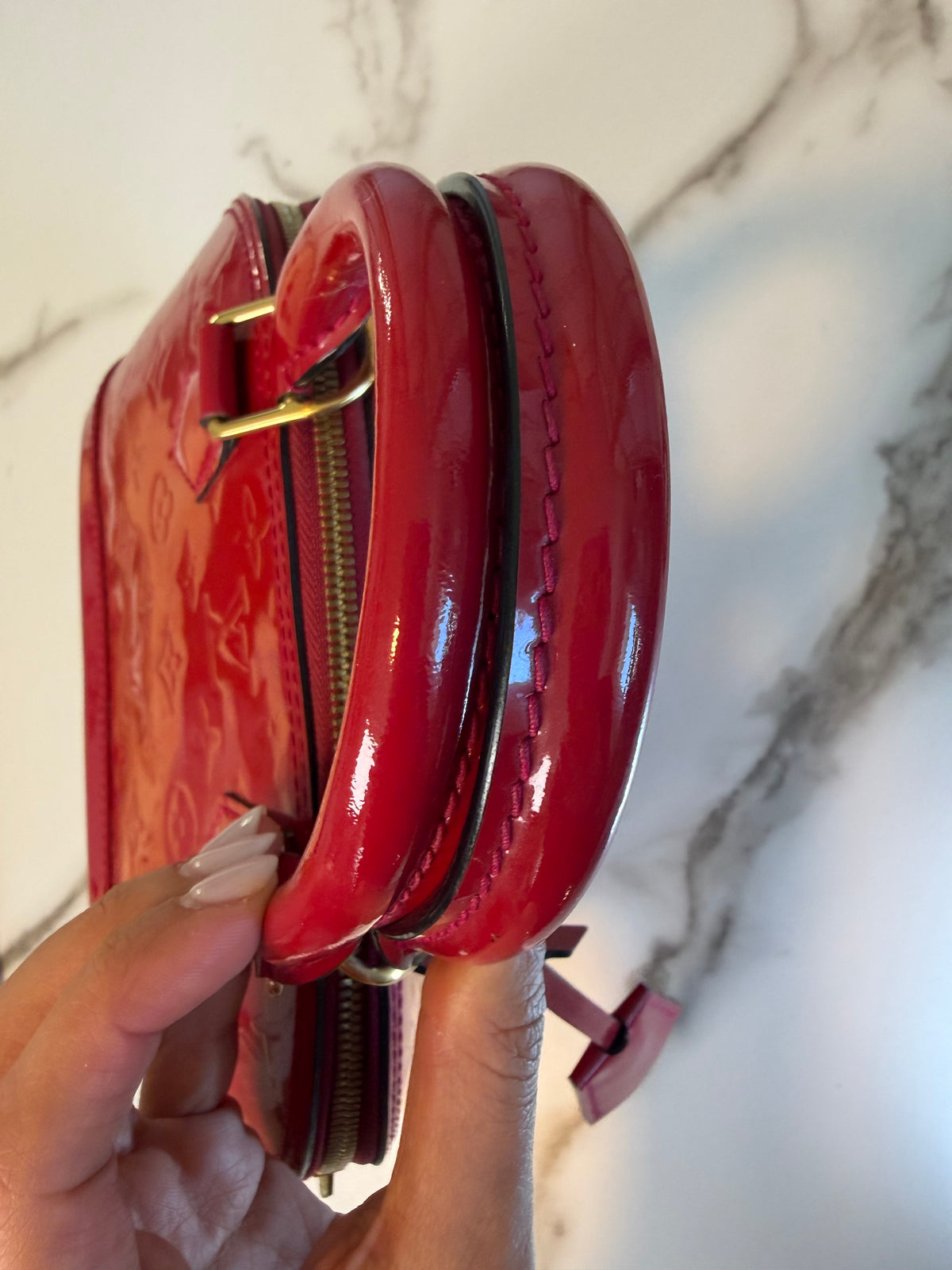 Louis Vuitton Alma BB Monogram Vernis Red