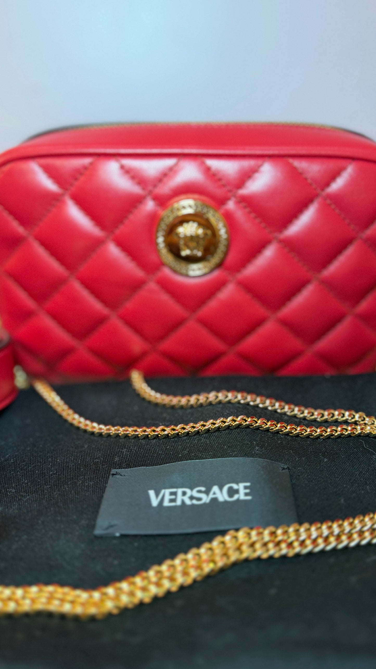 Versace Red Calf Leather Crossbody & Belt Bag