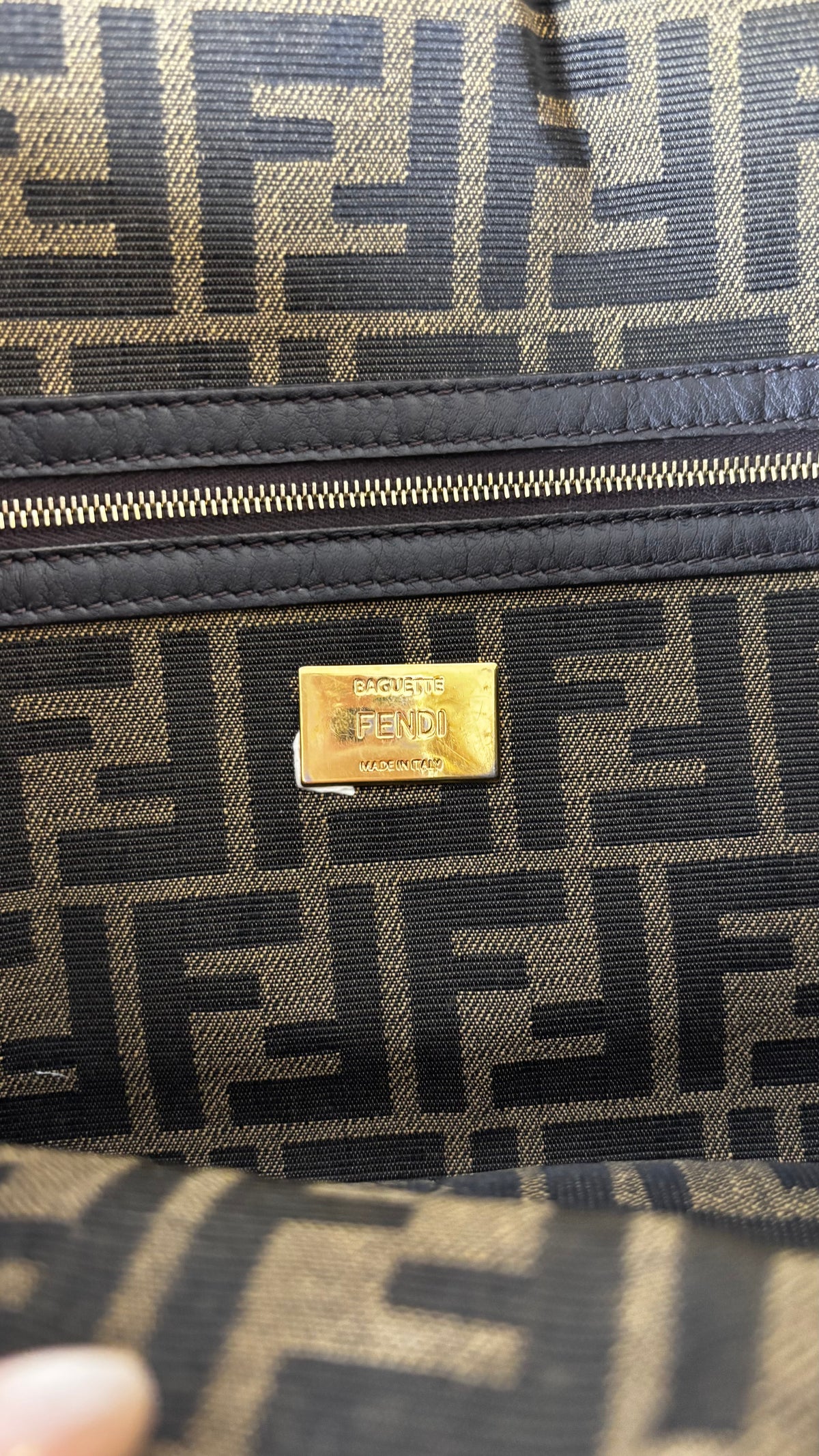 Fendi Baguette Monogram Brown/Black Large Shoulder Bag
