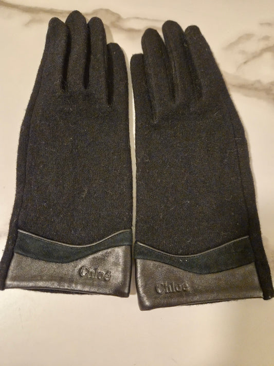 Chloe black wool gloves