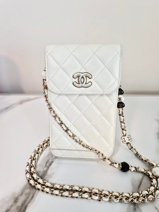 Chanel White Phone Crossbody Bag