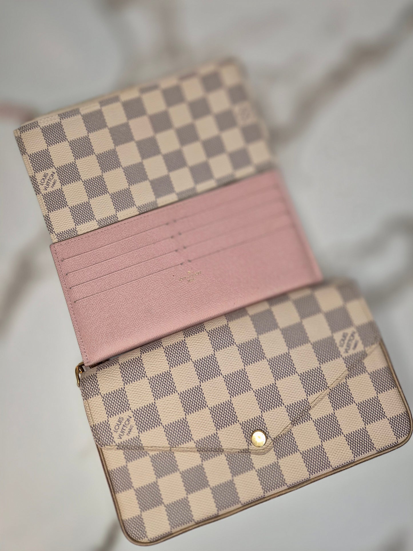 Damier Azure Rose Ballerine Felicie Pochette